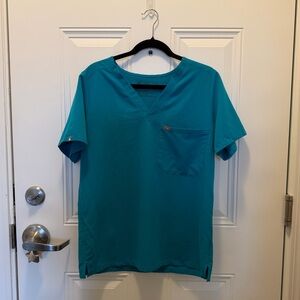 Figs Teal V-Neck Scrub Top